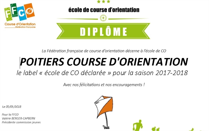 Diplôme École de CO Poitiers CO 2017-2018