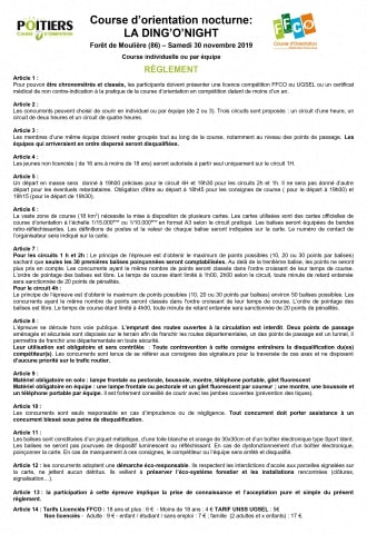 Ding'O Night - Règlement de la course Ding'O Night - Règlement de la course