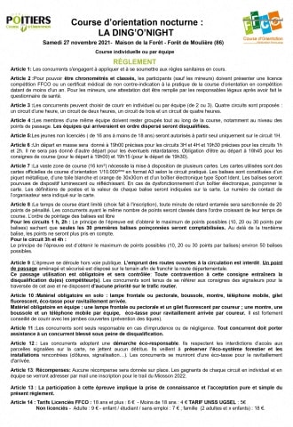 Ding'O Night - Règlement de la course Ding'O Night - Règlement de la course