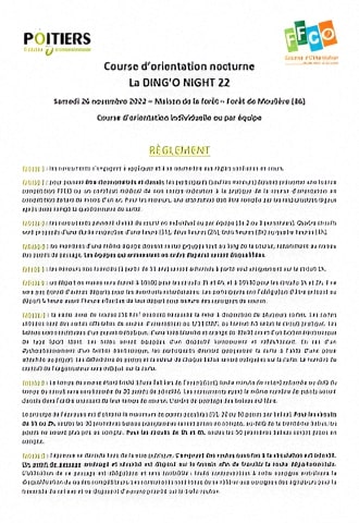 Ding'O Night - Règlement de la course Ding'O Night - Règlement de la course