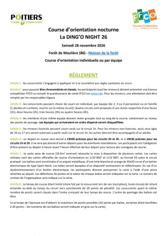 Ding'O Night - Règlement de la course Ding'O Night - Règlement de la course